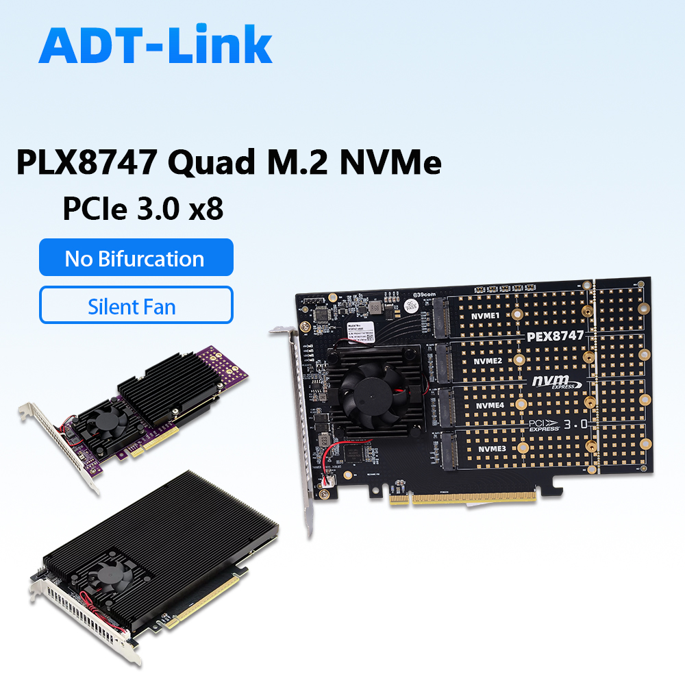การ์ดขยาย PLX8747 Quad M.2 NVM - Quad M.2 Nvme Pcie Bifurcation Card บทวิจารณ์และราคา