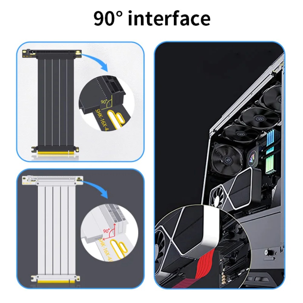 สายต่อขยาย PCI‑E 4.0/3.0 X16 ส - Pcie 4.0 X16 Riser Cable 90 Degree บทวิจารณ์และราคา