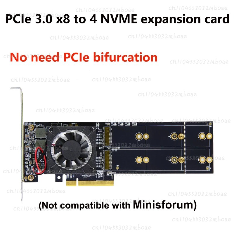 PEX8747 ชิป PCIe 3.0 X8 Quad M - Quad M.2 Nvme Pcie Bifurcation Card บทวิจารณ์และราคา